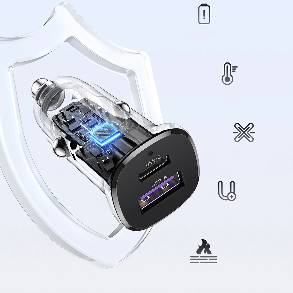 UGREEN 30W Type-C + USB Dual Port Car Charger - Image 5