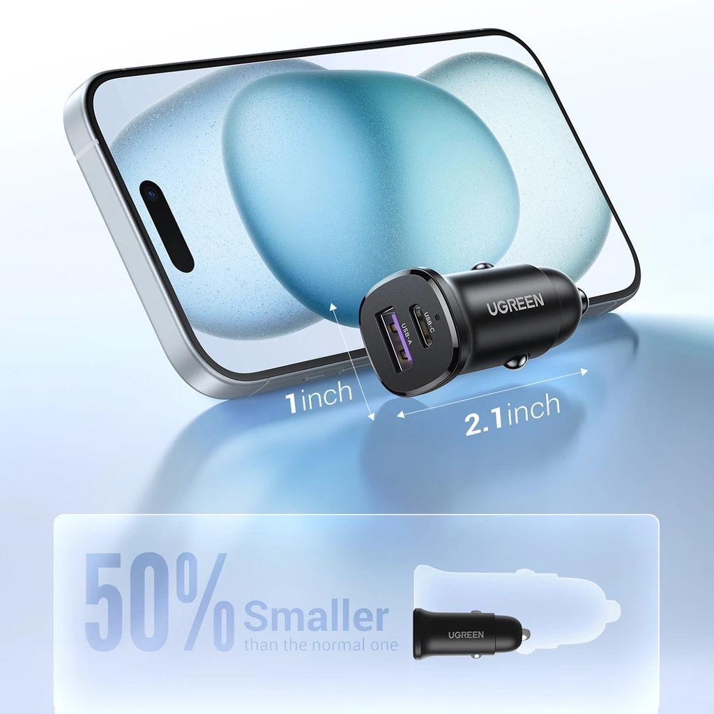 UGREEN 30W Type-C + USB Dual Port Car Charger - Image 4