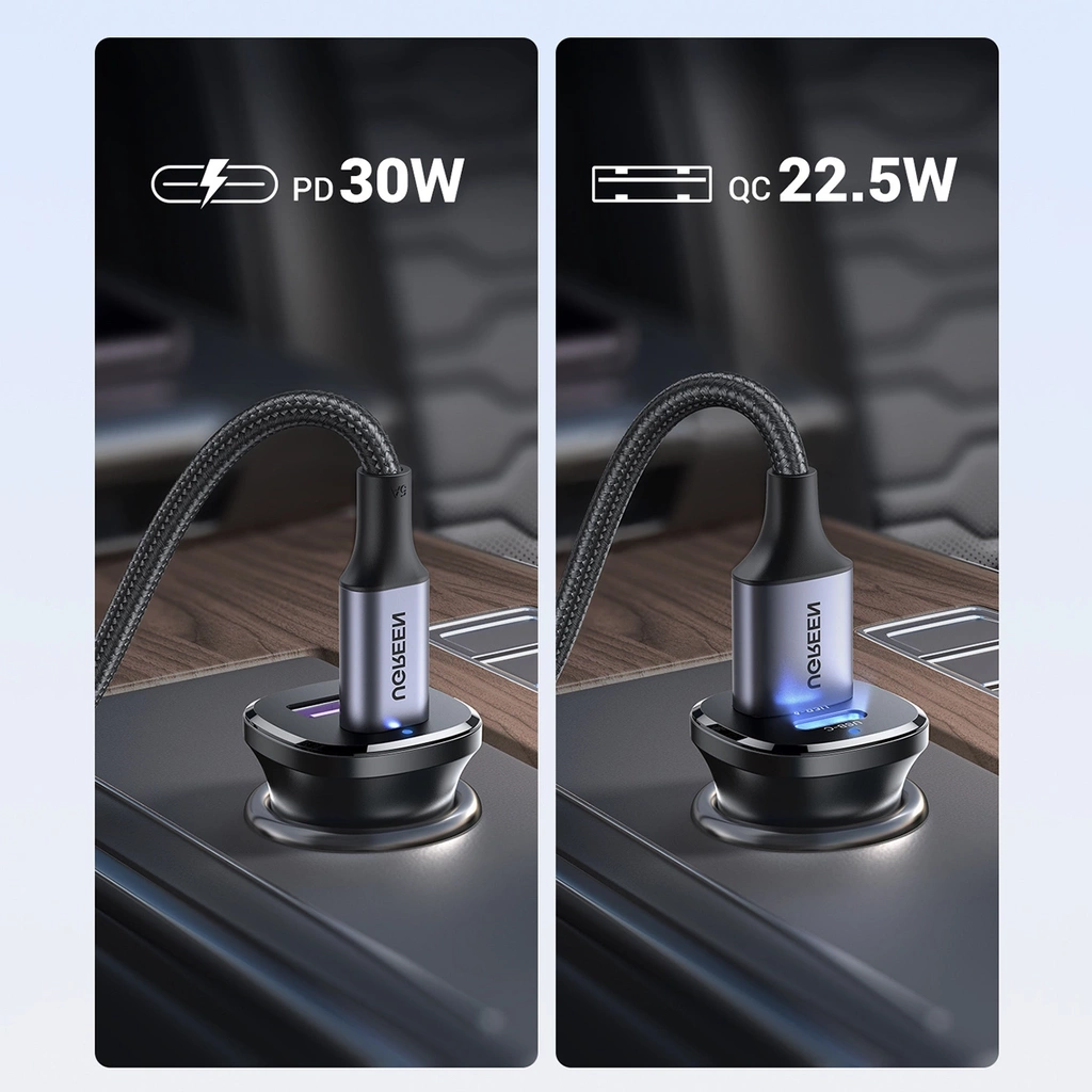 UGREEN 30W Type-C + USB Dual Port Car Charger - Image 3