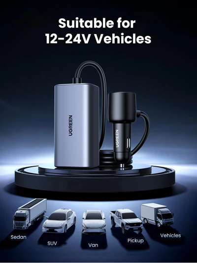 UGREEN 150W 4 Port GaN 3 x Type-C And 1 x USB A Port Car Charger - Image 3