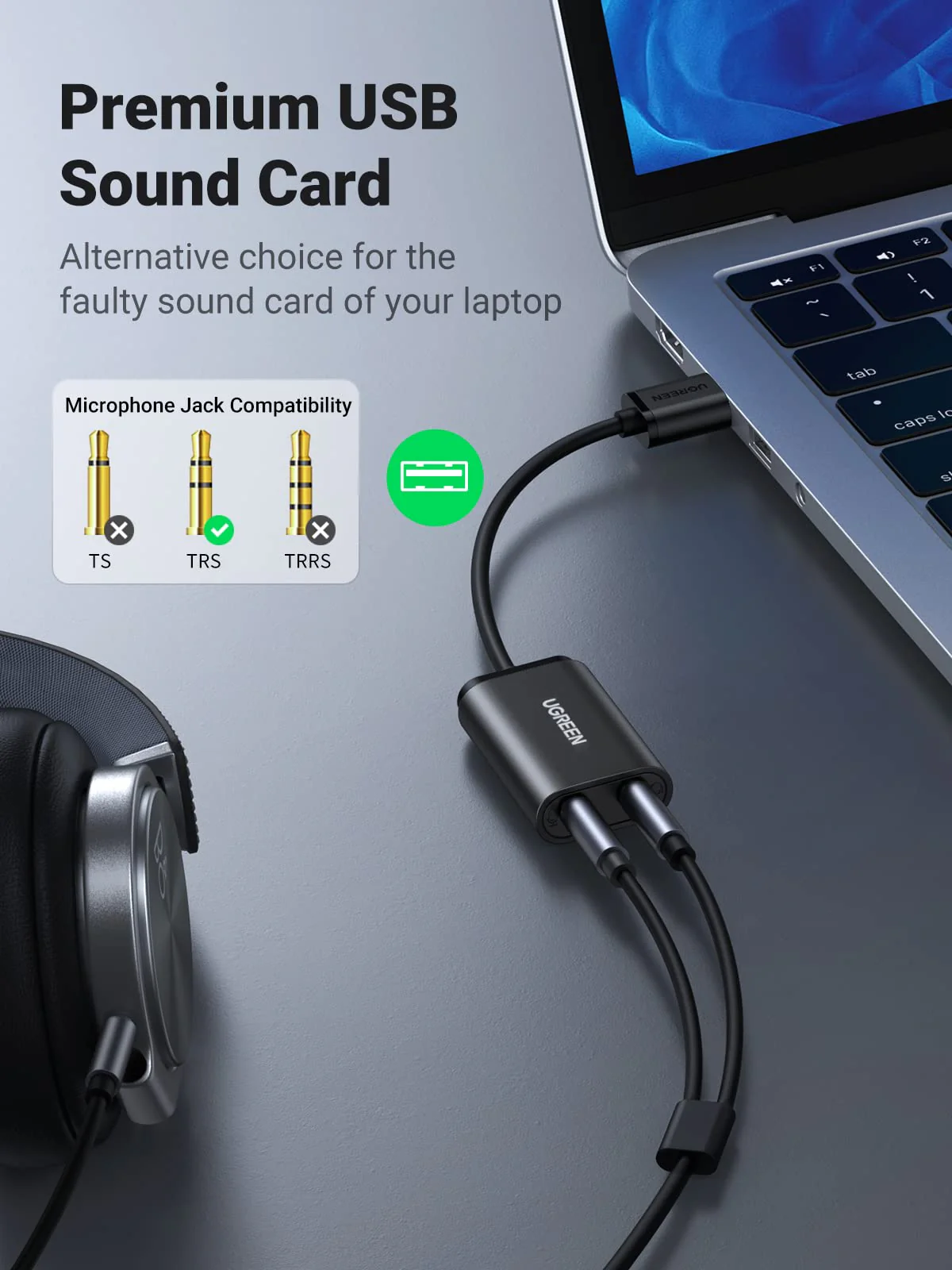 UGREEN 2-in-1 Type C Male To 3.5mm Audio+ Type C Female Adapter - Image 4