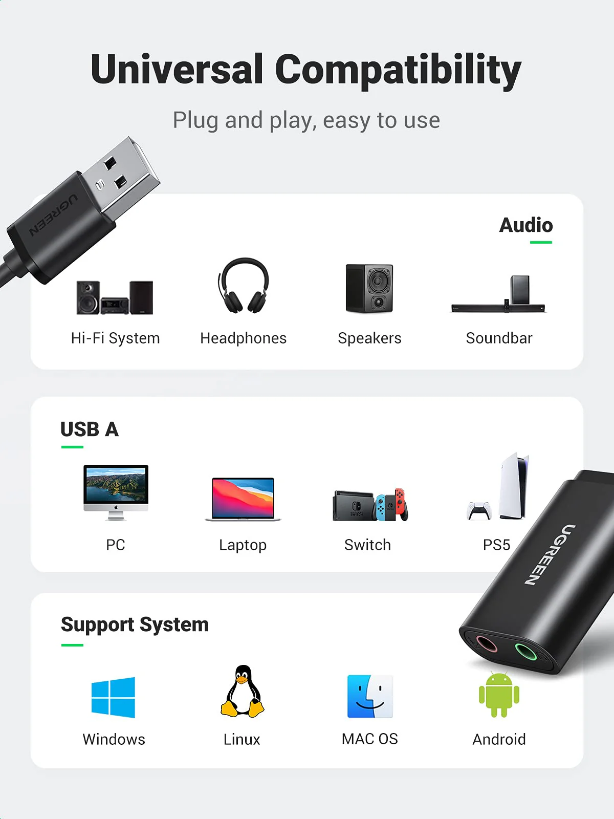 UGREEN 2-in-1 Type C Male To 3.5mm Audio+ Type C Female Adapter - Image 6