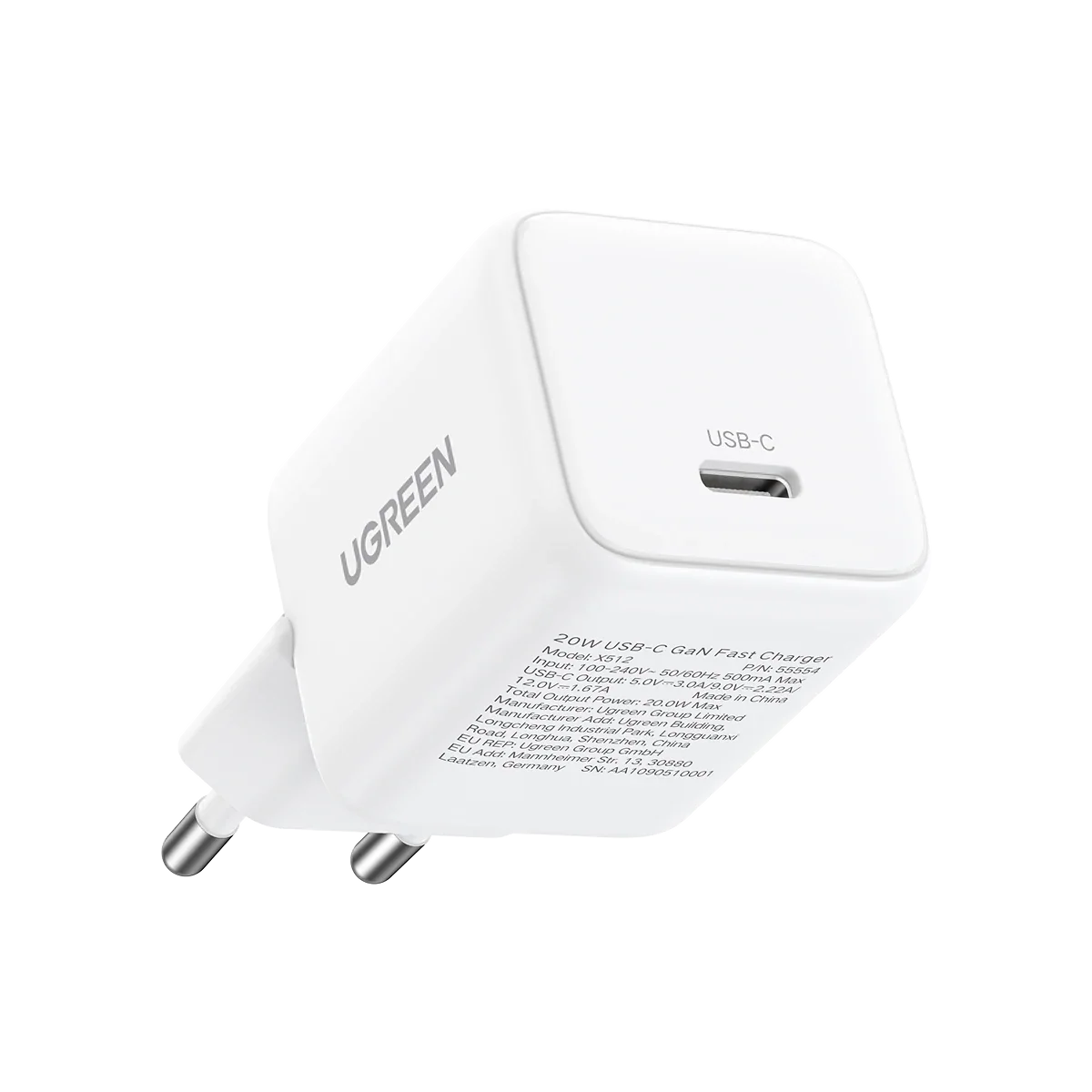 شاحن UGREEN السريع بقوة 20 واط بمنفذ USB-C بتقنية GaN، متوافق مع معايير الاتحاد الأوروبي - الصورة 2