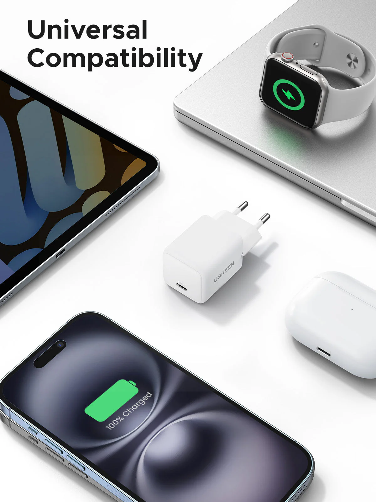شاحن UGREEN USB-C GaN سريع بقدرة 30 واط أوروبي - الصورة 4