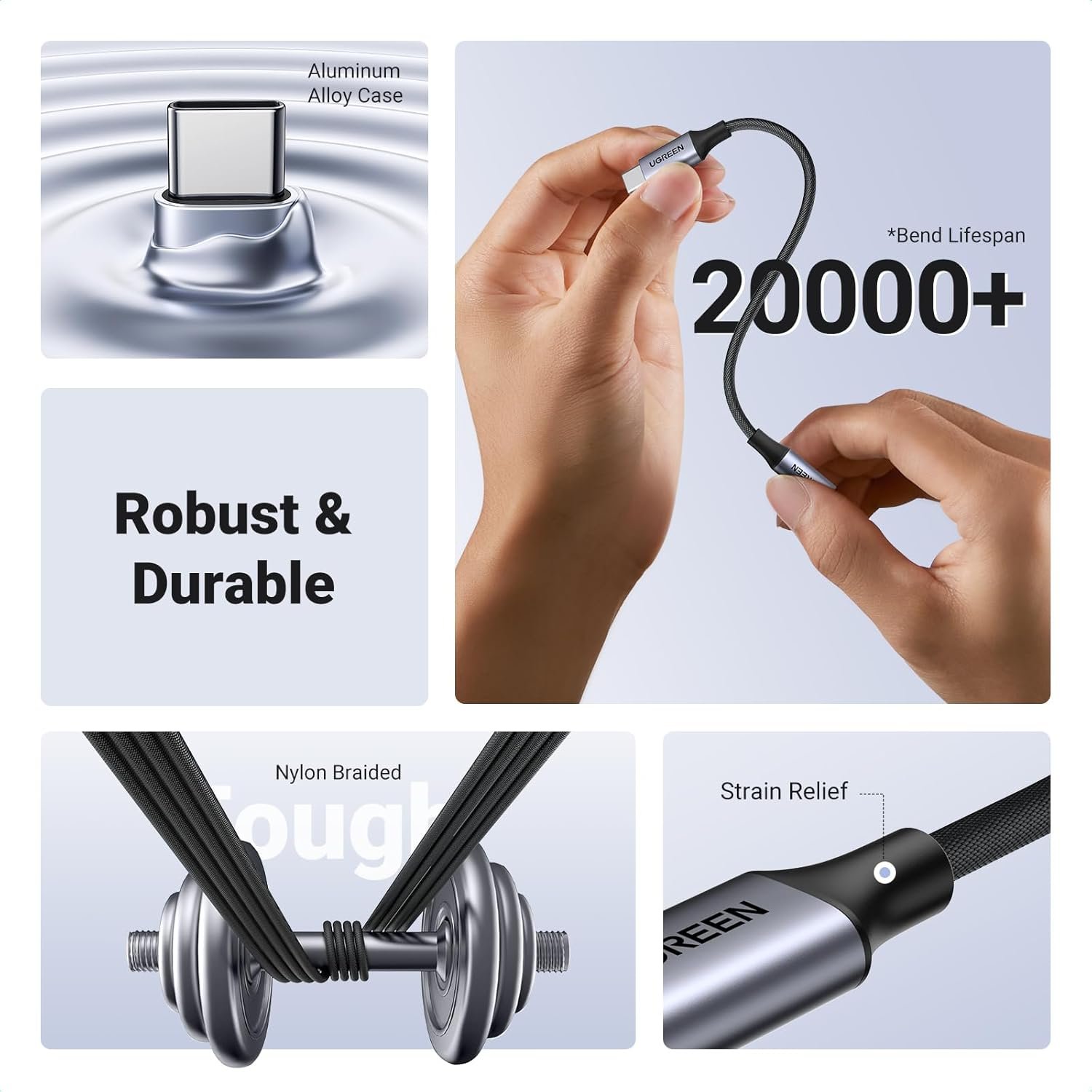 محول صوت UGREEN من USB-C إلى 3.5 ملم، ذكر إلى أنثى، 10 سم - الصورة 3