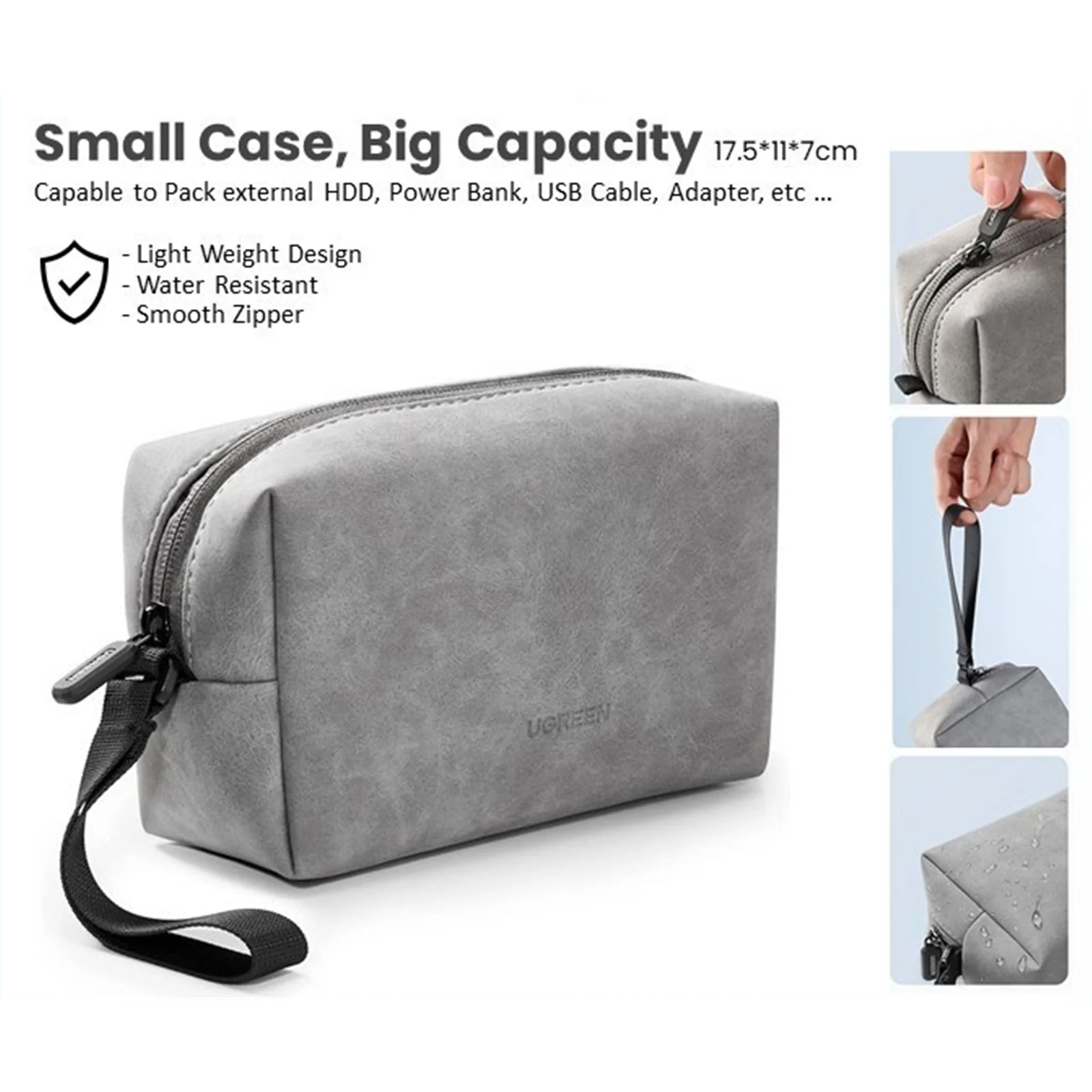UGREEN Electronics Accessories Storage Bag with Lanyard Gray - Image 4